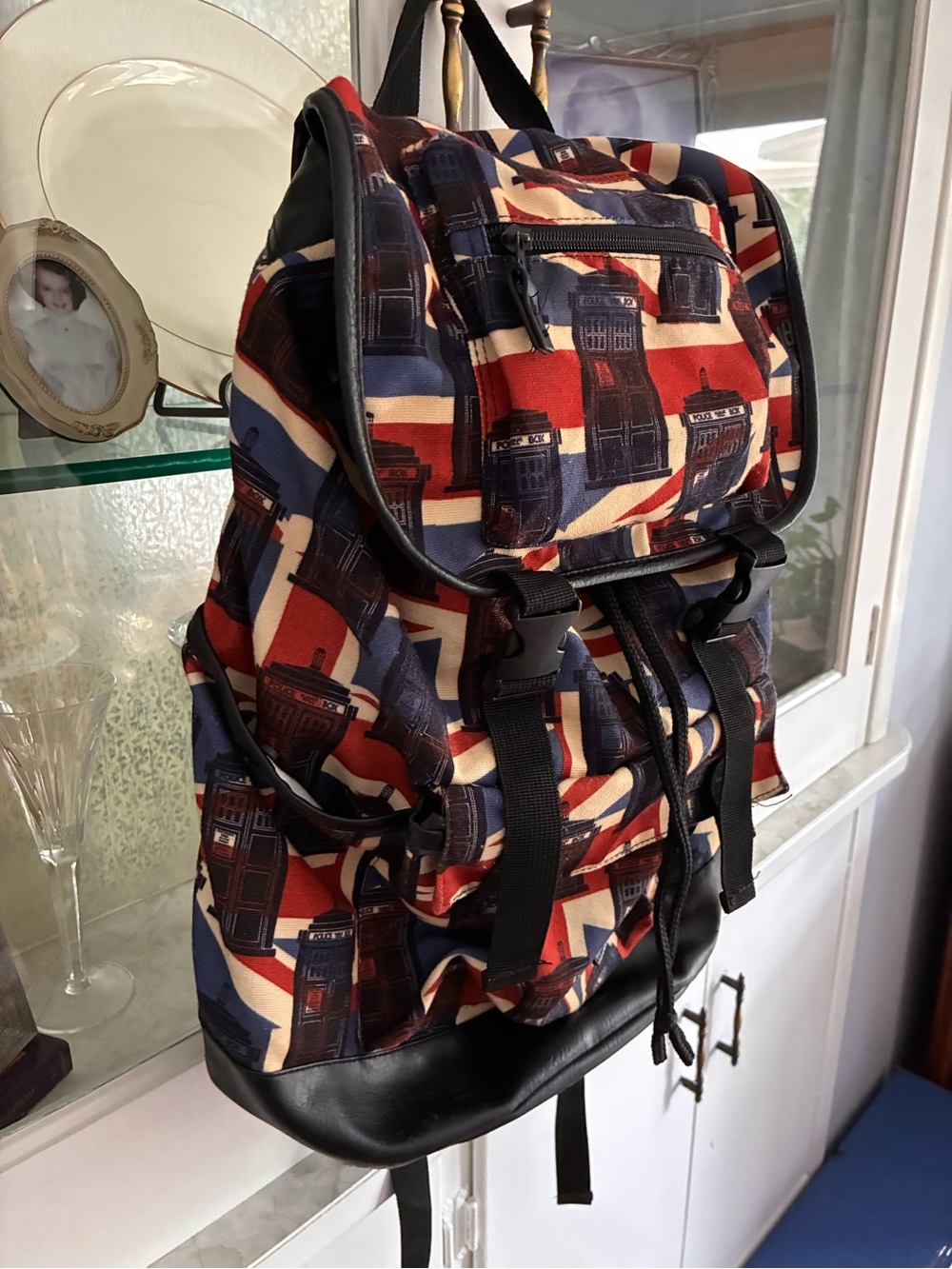 BBC Dr. Who Union Jack Pattern Drawstring Backpack - Picture 2 of 11
